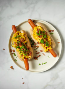 Bacon Mac & Cheese Footlong Hotdog // magicaltreatsathome.com