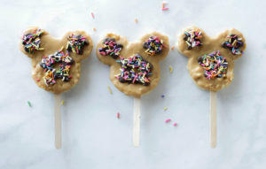 Mickey Mouse Peanut Butter Rice Krispie Treat Pops // magicaltreatsathome.com