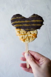 Mickey Mouse Caramel Chocolate Crispy Treat // magicaltreatsathome.com