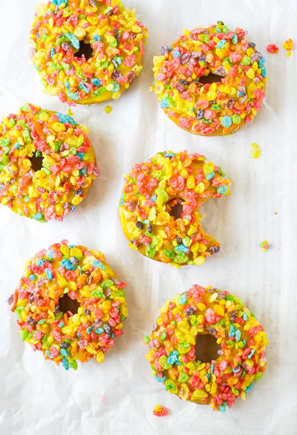 Fruity Pebbles Doughnuts // magicaltreatsathome.com